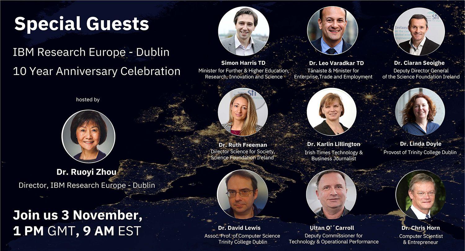 Guest speakers at the 3 November IBM Research Europe—Dublin anniversary event.